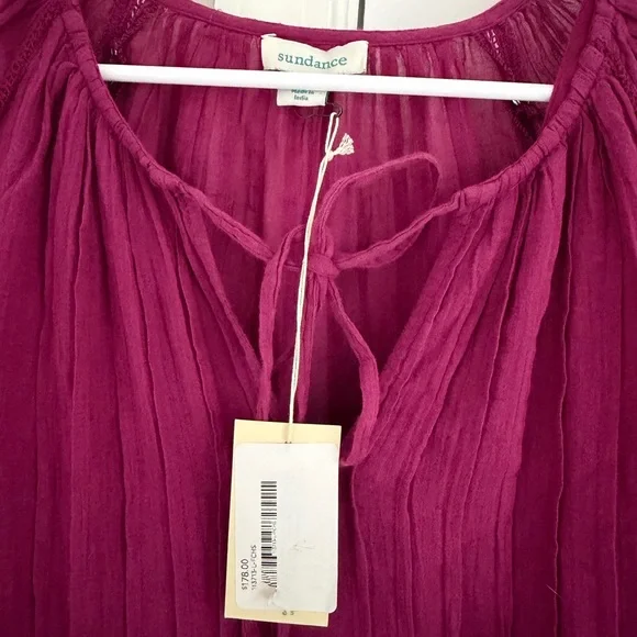 NWT Sundance Women’s Aisha Dress Tiered Magenta Purple L Peasant Cottagecore - Picture 6 of 12